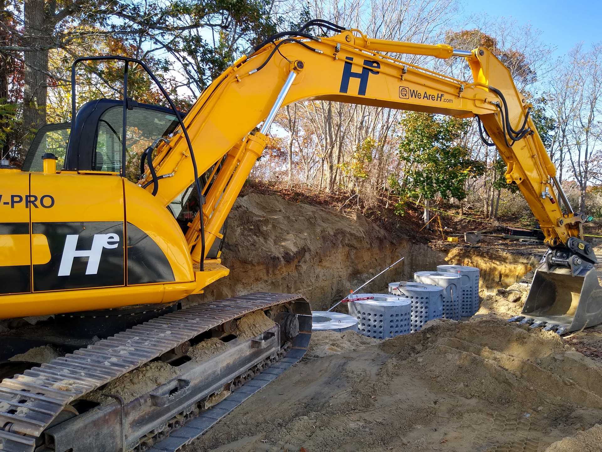 Hunter Environmental Excavator digging for septic systems